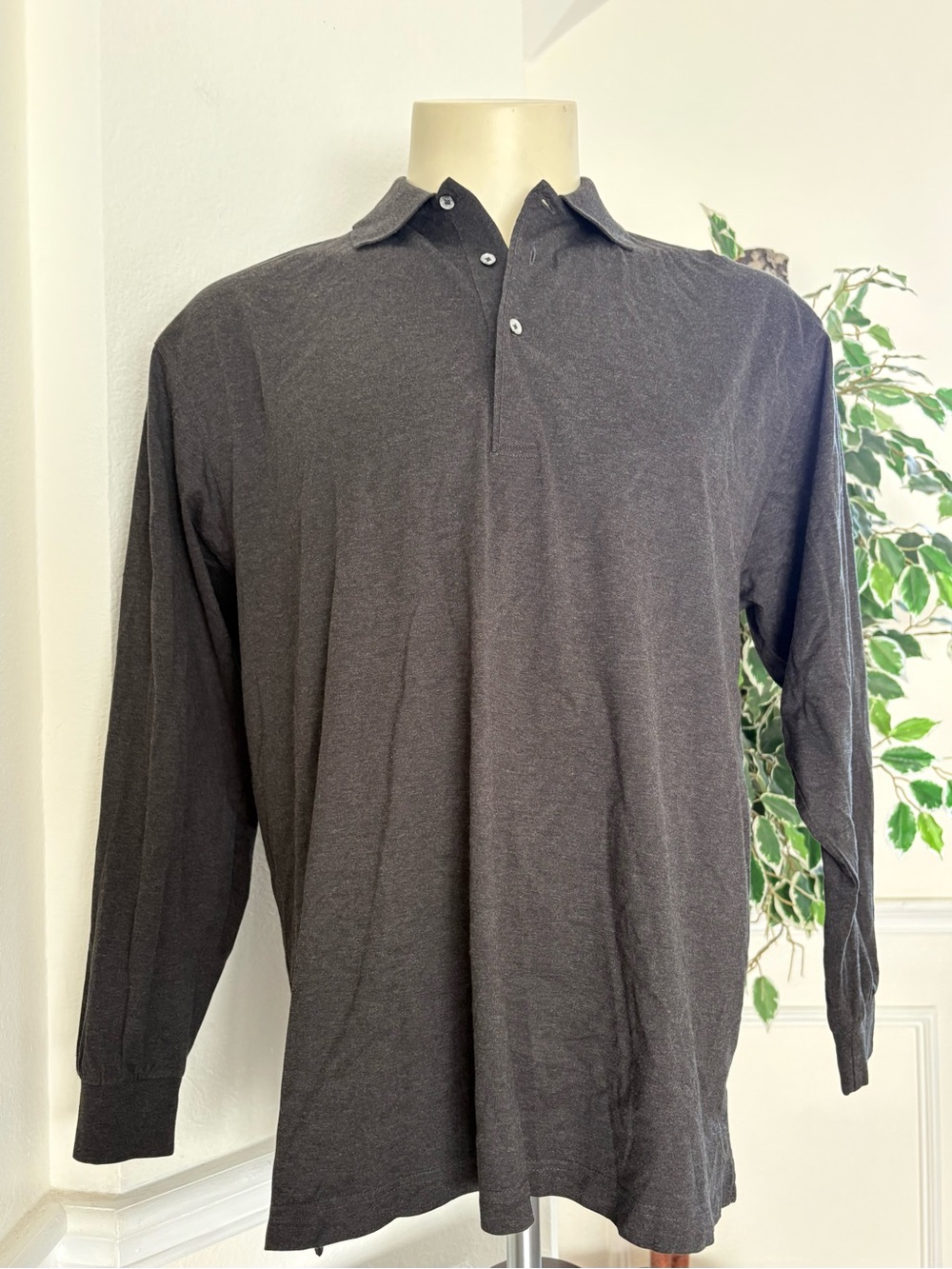Fairway & Greene Long-Sleeve Dark Charcoal Polo Shirt